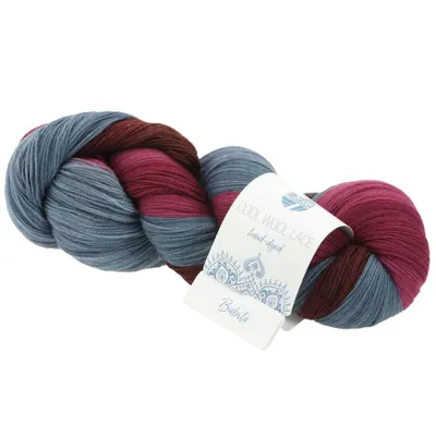 Produktbild von Lana Grossa Cool Wool Lace Hand-Dyed 812 Blaugrau/Kardinalrot/Weinrot