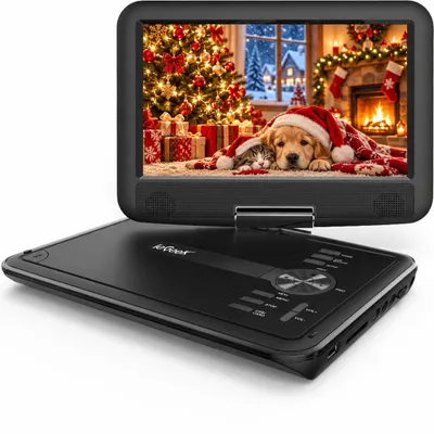 Produktbild von ieGeek 11.5" Tragbarer DVD Player mit 9.5 Zoll Schwenkbaren Augenschutzbildschirm CD Player Aufladbare Schwarz Haltepunktspeicher Verschiedene Spiele