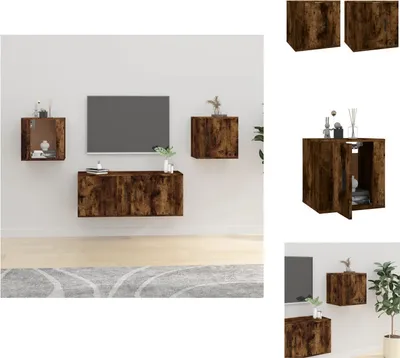 Produktbild von vidaXL TV-Wandschränke 2 Stk. Räuchereiche 40x34,5x40 cm -  TV-Möbel