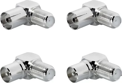Produktbild von ARLI 4x TV Winkeladapter – IEC 9,5 mm 2x Stecker & 2x Buchse auf F-Kupplung | 90° Koax Adapter Set DVB-T2 DVB-C2