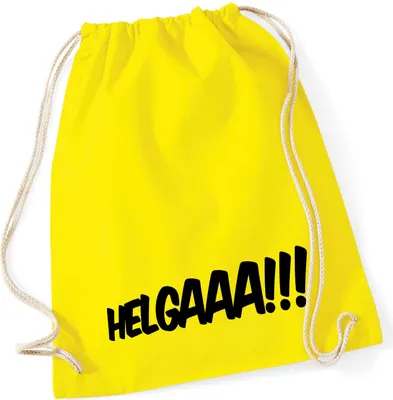 Produktbild von Huuraa Turnbeutel Helgaaa Schriftzug 12 Liter Yellow Baumwolle Rucksack Geschenkidee