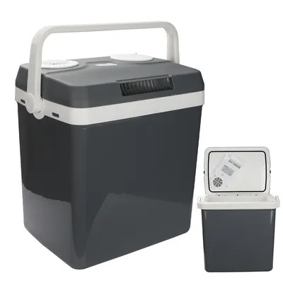 Obrázok produktu pre Fiqops chladiaci box elektrický 32L chladiaci box do auta môže chladiť a ohrievať, mini chladnička 12 V a 230 V ECO režim, s rukoväťou na prenášanie, do auta, interiéru, na kempovanie, piknik