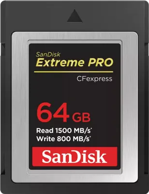 Obrázek produktu pro SanDisk Extreme Pro, 64 GB, CFexpress, 1500 MB/s, 800 MB/s, Černá