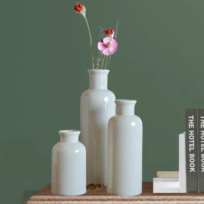 Produktbild von Vasen, Keramik Vase, 3er-Set Dekovase, Blumenvase, 7,2/19/25,2 cm hoch, Tischvase, Pampasgras-Vase, Moderne Deko, Getrocknete Blumenbehälter