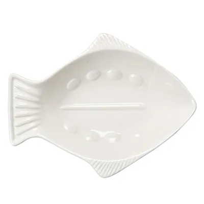 Produktbild von Clayre & Eef Sch„lchen Fisch 19x15x4 cm Weiß Keramik