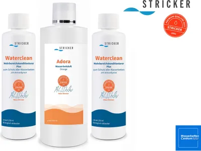 Immagine prodotto di 2x balsamo per materassi ad acqua Waterclean + 1x Adora Orange - protezione e profumo gradevole per il vostro materasso ad acqua