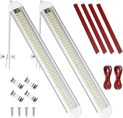 Produktbild von LED-Innenbeleuchtung – 120 LEDs, 12 V, 1600 lm, 8 W – inklusive Schalter und Verlängerungskabel – für Auto, Wohnmobil, Bus, Wohnwagen, Boot, Küche, Badezimmer und Bar