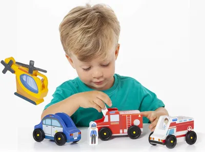 Produktbild von Holzspielzeug Notfall-Fahrzeuge Set