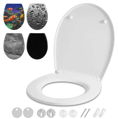 Zdjęcie produktu dla Pokrywa toaletowa, siedzisko WC, "klobrille" z automatycznym opuszczaniem i szybkim systemem mocowania, wykonana z antybakteryjnego tworzywa Duroplast, montaż bez użycia narzędzi, wysoka nośność, uniwersalny, owalny kształt, jednolity, biały kolor z funkcją szybkiego odpinania