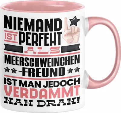 Produktbild von Meerschweinchenfreund Geschenk Tasse Lustige Geschenkidee für Meerschweinchenfreund Geburtstag Kaffee-Becher Niemand Ist Perfekt Aber Als Meerschweinchenfreund Ist Man Nah Dran (Rosa)