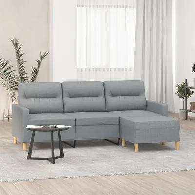 Productafbeelding van Maison Exclusive - Driezitsbank met voetenbankje, lichtgrijs, 180 cm, gestoffeerd