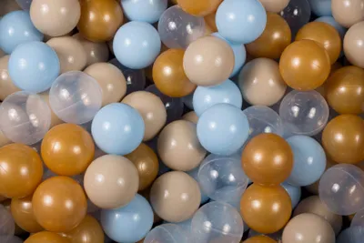 Produktbild von 300 Bälle für ein Bällebad 7cm, Babyblau/Beige/Transparent/Gold