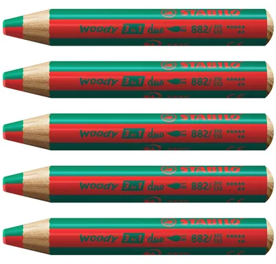 Image de Crayon de couleur, aquarelle et crayon gras STABILO Duo - woody 3 en 1 duo - crayon bicolore…