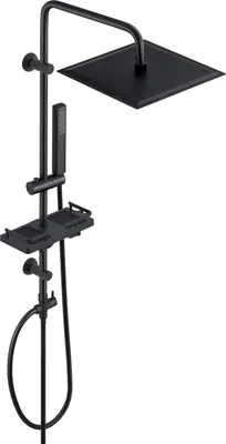Produktbild von Regendusche Duschsystem XXL mit Ablage und Edelstahl, Schwarz
