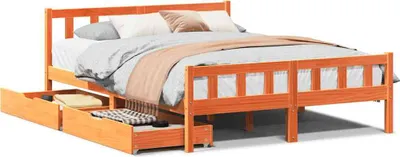 Produktbild von vidaXL Massivholzbett ohne Matratze Wachsbraun 160x200 Kiefernholz