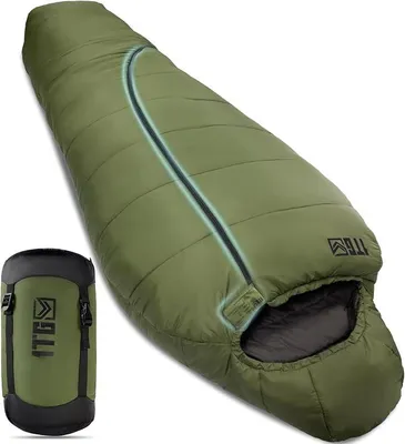 Imagen del producto de Saco de dormir para adultos, tipo "momia", para 3-4 estaciones, compacto y resistente al viento
