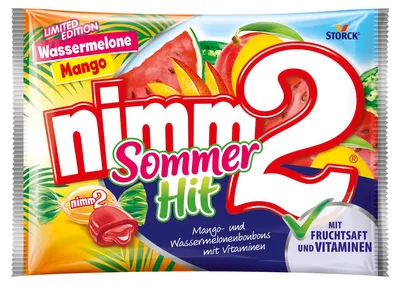 Produktbild von nimm2 Sommer Hit Fruchtbonbons Wassermelone Mangogeschmack 300g