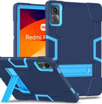 Immagine prodotto di Custodia per Xiaomi Redmi Pad SE 11" 2023, Custodia protettiva ibrida a tre strati resistente agli urti con supporto blu