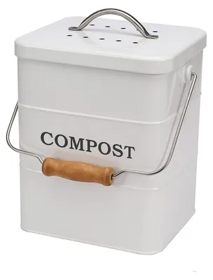 Immagine prodotto di Pattumiera da cucina - Compostiera - 6 litri - Metallo - Bianco