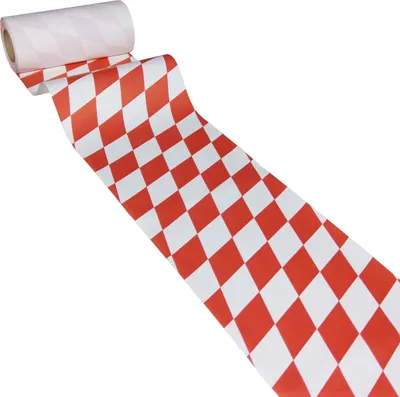 Produktbild von 50m x 0,20m JUNOPAX® Papier Tischband Raute rot-weiß