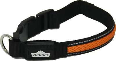 Produktbild von Dehner LED-Hundehalsband Flash Collar, Länge 51 cm, Höhe 2.5 cm, Mesh-Stoff, schwarz/orange