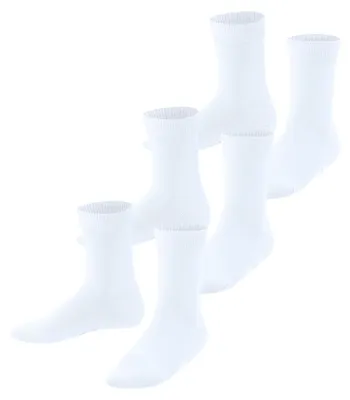 Productafbeelding van FALKE Uni kindersokken, Family 3-pack, model K, van katoen, effen kleur, 3 paar, wit