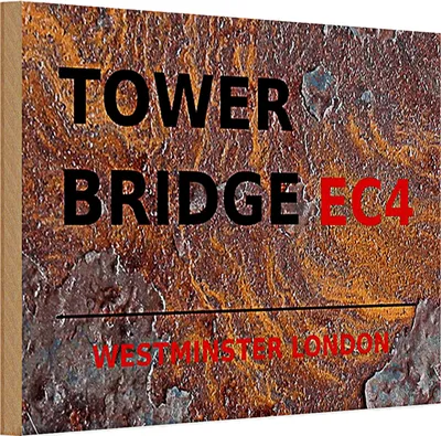 Produktbild von Holzschild London 30x20cm Westminster Tower Bridge EC4 rost