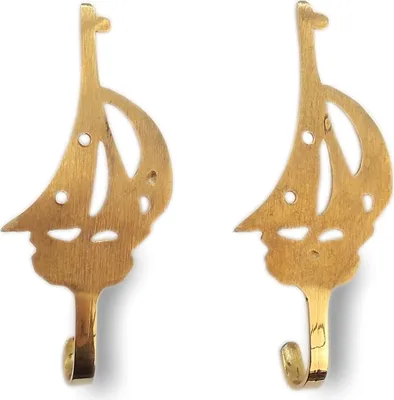 Produktbild von Maritimer Kleiderhaken Garderobe | Kleiner Haken aus Messing mit Segelboot Motiv