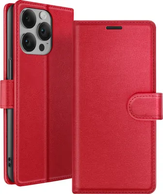 Produktbild von Zanaé, Portemonnaie Etui iPhone 15 Pro Max mit Ständer und Magnetlasche, Rot