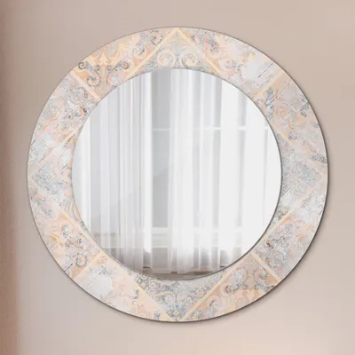 Produktbild von Spiegel Rund mit Aufdruck - Wandspiegel Design Wandmontage – Badspiegel - Shabby Mosaik - Runder: Ø50cm