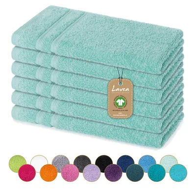 Produktbild von Lavea® 6er Set Gästehandtücher 30x50 cm, weich, saugstark, 100% Baumwolle, Frottierserie Bali, waschbar 60°C, trocknergeeignet - Eisgrün