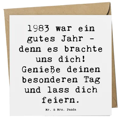 Produktbild von Mr. & Mrs. Panda Deluxe Karte Spruch 1983 Geburtstag - Weiß - Geschenk, faltkarte, Lächeln, Grußkarte, Magie von, Freunde und Familie, Geburtstagsgeschenk, anlasskarte