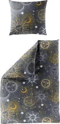 Produktbild von JACK by Bierbaum Biber Bettwäsche 2 tlg. 135x200cm Sonne Mond Sterne Anthrazit