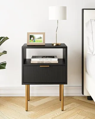 Productafbeelding van Famanu nachtkastje, zwart-goud - Modern design
