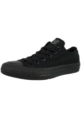 A black Converse Chuck Taylor All Star sneaker is shown from a side-angle on a white background.