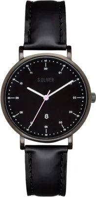 Produktbild von S.Oliver Armbanduhr Lederarmband schwarz SO-3602-LQ