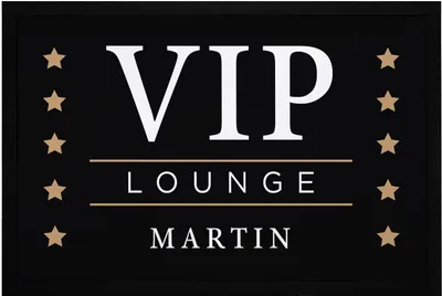 Produktbild von Fußmatte mit Namen VIP Lounge eigener Vorname personalisierbare Türmatte rutschfest & waschbar SpecialMe® weiß 60x40cm