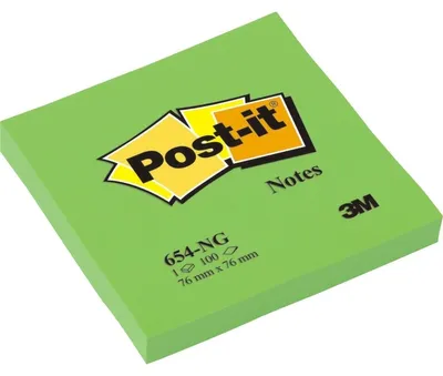 Image de Post-it 654-NG Haftnotizen, 76 x 76 mm, neongrün