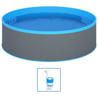 Produktbild von vidaXL Planschbecken mit Einhängeskimmer und Pumpe 350x90 cm Grau