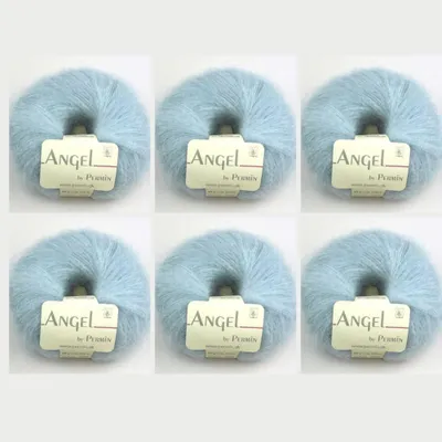 Productafbeelding van 6 bollen Angel van Permin – Luxe garen van kindermohair en zijde (70/30) (kleur: babyblauw)
