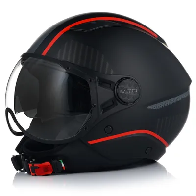 Produktbild von Jet helm mit Sonnenblende | VITO LAVORI | Jethelm mit Doppelvisier | ECE 22.06 | Motorradhelm mit Visier | XS (53-54cm)