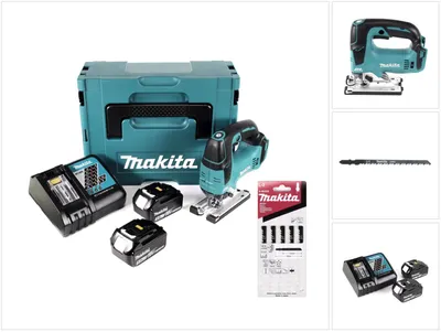 Produktbild von Makita DJV 182 RTJ Akku Pendelhubstichsäge 18V Brushless + 2x Akku 5,0Ah + Ladegerät + 8x Sägeblatt + Makpac