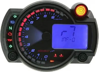 Obrázok produktu pre Tachometer KOSO Digital Cockpit RX2N+ GP Sytle otáčkomer s ABE max. 10000 RPM, čierny / modrý displej univerzálny pre motocykel, skúter, štvorkolku, ATV