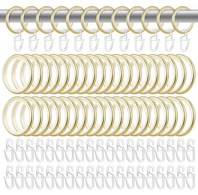 Metall-Vorhangringe Gold 50 Stk. mit Haken, 27 mm, leise
