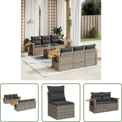 Produktbild von The Living Store 7-tlg. Garten-Sofagarnitur mit Kissen Grau Poly Rattan