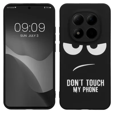 Produktbild von kwmobile Hülle kompatibel mit Xiaomi Redmi Note 15 Pro 5G - Handyhülle Silikon Case - Don't touch my Phone Weiß Schwarz