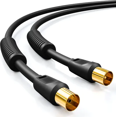Produktbild von deleyCON 5m TV Antennenkabel Koaxial Kabel HDTV 4-fach Schirmung 2x Ferritkern Mantelstromfilter DVB-T DVB-T2 Radio DAB - Schwarz