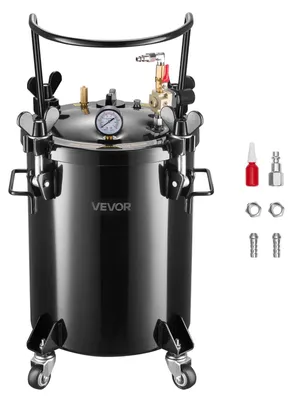 Obrázek produktu pro VEVOR tlaková nádrž na stříkací barvu, 30l ocelová tlaková nádrž se 2 přípojkami (EU/AU) pro domácí použití při umělecké tvorbě pro kutily, nádrž na barvu s velkým průměrem a 4 válečky