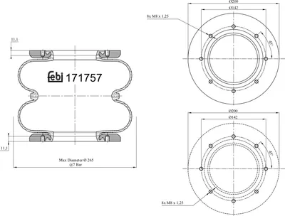Produktbild von FEBI BILSTEIN Luftfederbalg 171757 185mm 200mm 255mm 3,30kg