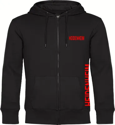 Produktbild von multifanshop Kapuzen Sweatshirt Jacke - Heidenheim - Brust & Seite, schwarz, Größe XXL